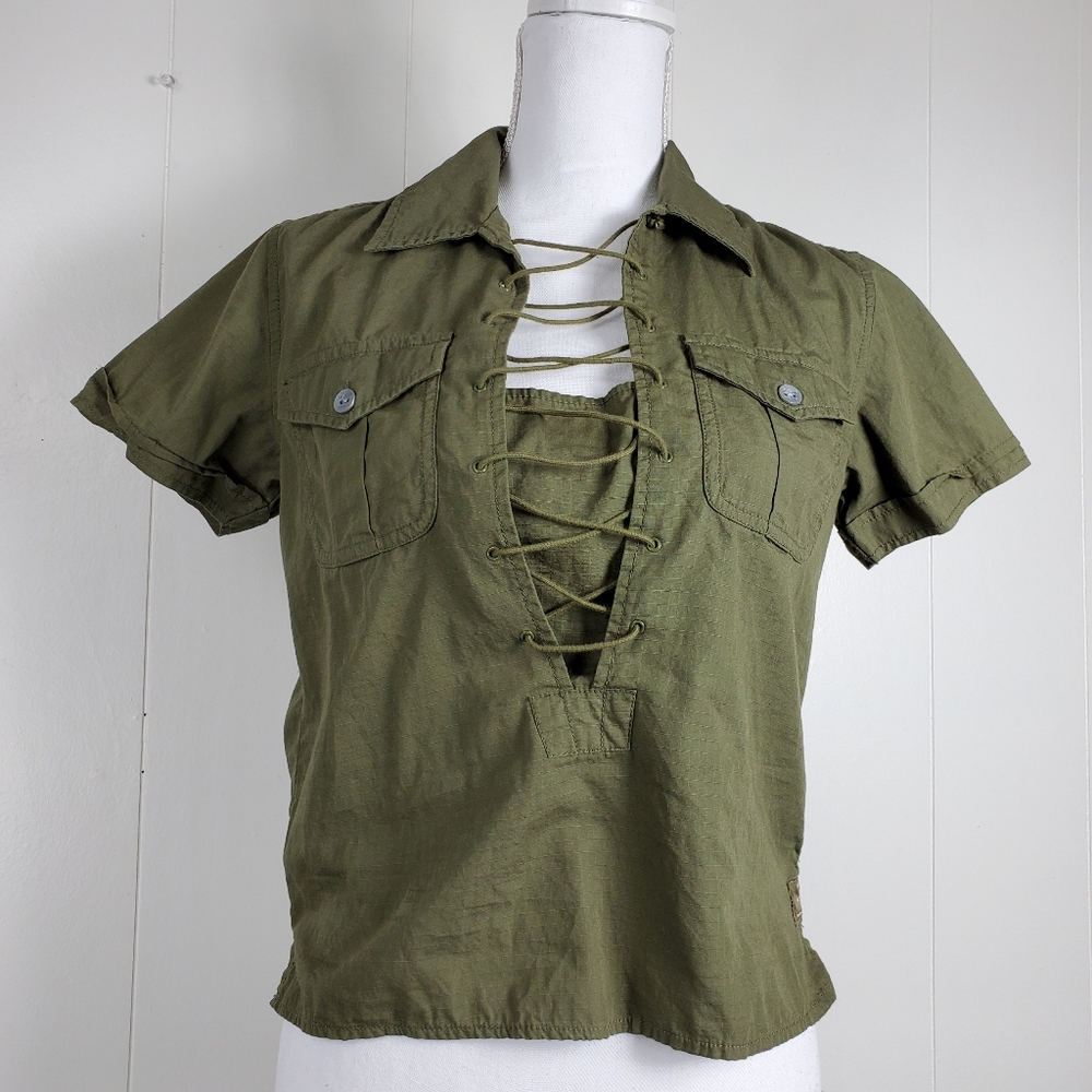 Calvin  Klein  lace front small green top size small